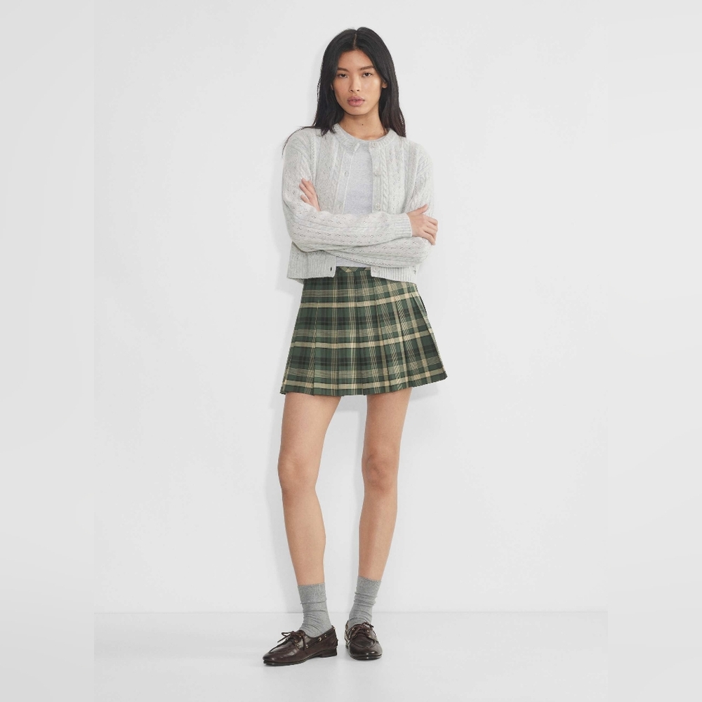 Sunday Best Olive Skirt Green Plaid
